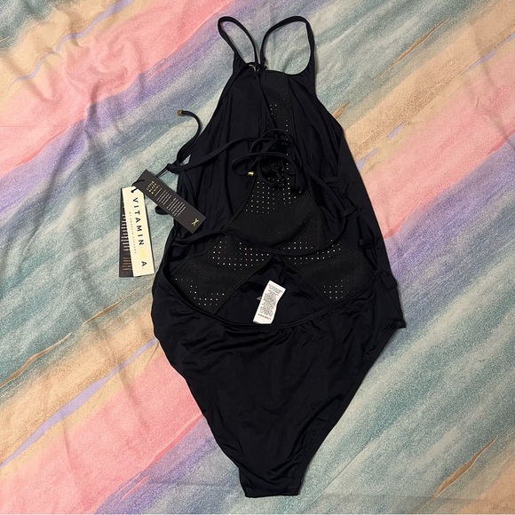 VITAMIN A Swimsuit High Neck Mesh Rayna Solid Black size L no ordinary bikini - Picture 5 of 8